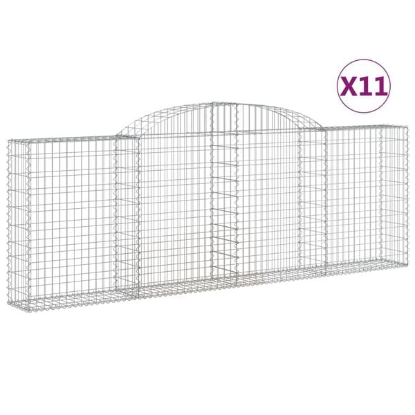 vidaXL Gabion Basket Set of 11 Silver Galvanized iron