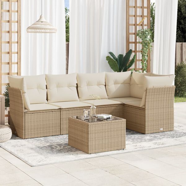 vidaXL Garden Sofa Set Beige PE rattan Large Modular Garden Sofa Set