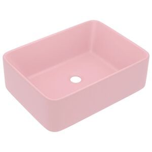 vidaXL Luxury Wash Basin Matt Pink 16.1x11.8x4.7" Ceramic