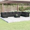 vidaXL Garden Lounge Set Black PE rattan, powder-coated steel Large