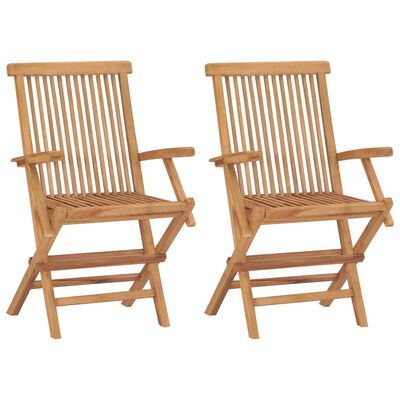 vidaXL Patio Chairs with Wine Red Cushions 2 pcs Solid Teak Wood