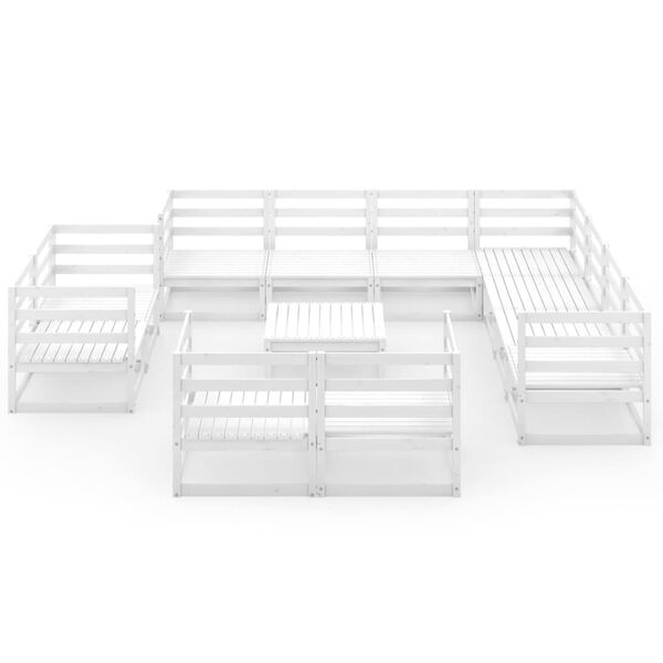vidaXL 12 Piece Patio Lounge Set White Solid Pinewood
