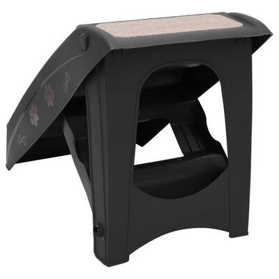 vidaXL Folding Dog Stairs Black 24.4"x15.7"x19.5"