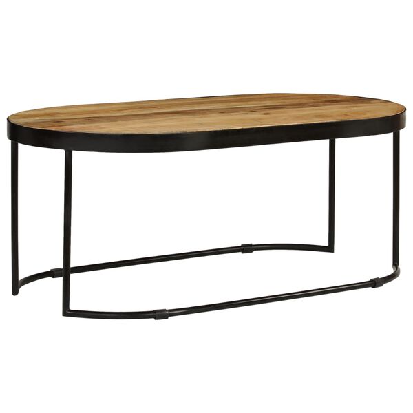 vidaXL Coffee Table Oval Solid Rough Mango Wood and Steel 39.4"