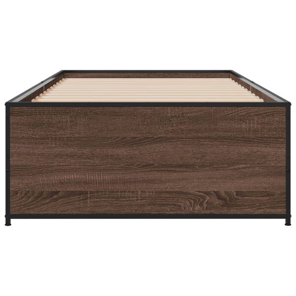 vidaXL Bed Frame Brown Oak Engineered wood, Steel Small Single Durable