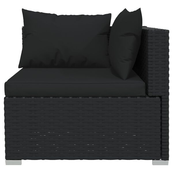 vidaXL Garden Lounge Set Black PE Rattan, Powder-Coated Steel, Plastic