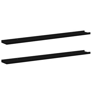 vidaXL Wall Shelf Set of 2 Black MDF 39.4x3.5x1.2 in Wall mounting