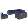 vidaXL Garden Lounge Set Grey Poly Rattan, Powder-Coated Steel, Plastic