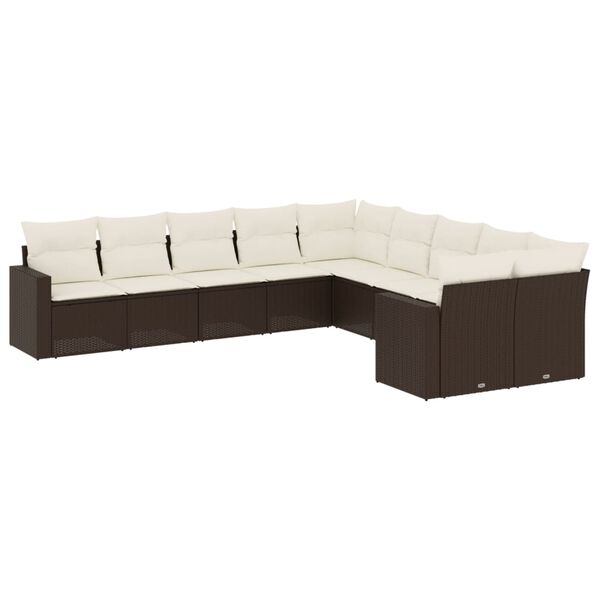 vidaXL Garden Sofa Set Brown and cream