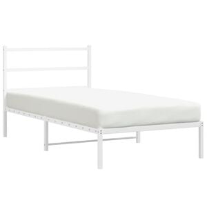 vidaXL Bed Frame White Steel Twin Breathable Design Bed Frame