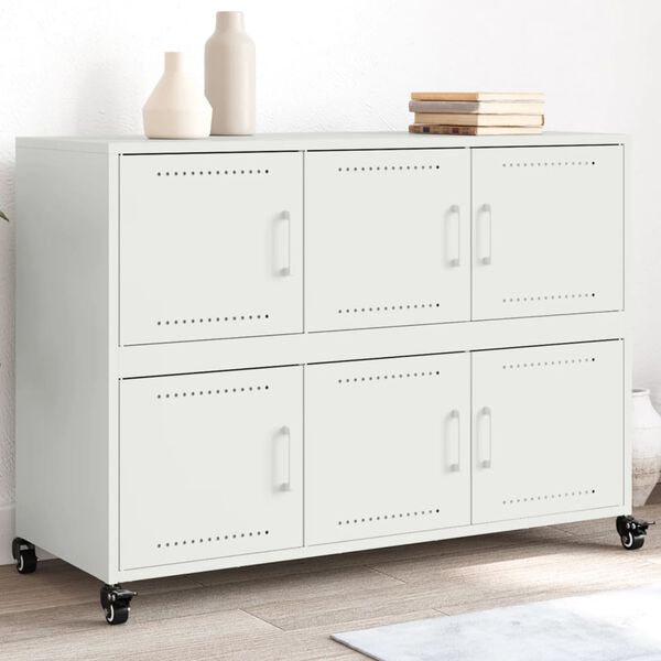 vidaXL Sideboard White Cold-rolled steel Medium Sideboard Rectangular