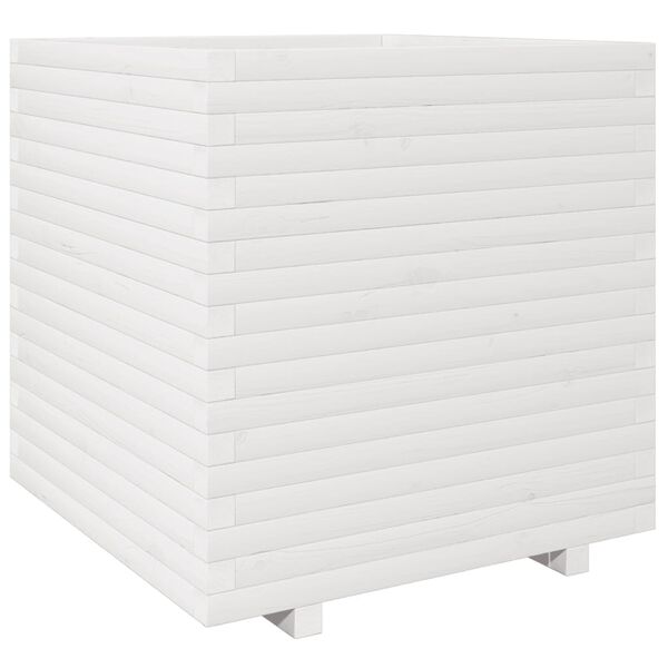 vidaXL Garden Planter White Solid pine wood 27.6 x 27.6 x 28.5 in