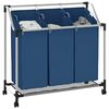 vidaXL Laundry Sorter with 3 Bags Blue Steel