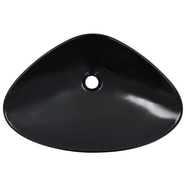 vidaXL Wash Basin 23.0x15.4x5.5" Ceramic Black