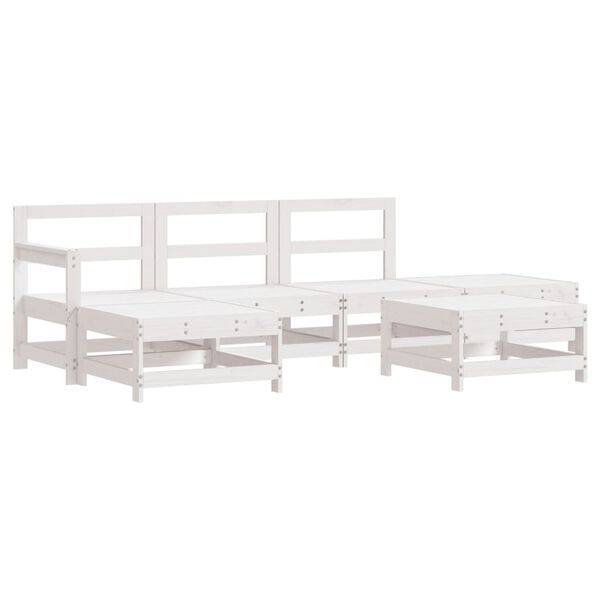 vidaXL Garden Lounge Set White Solid Pine Wood Large Modular