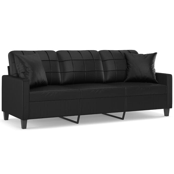 vidaXL 3-seater Sofa Black