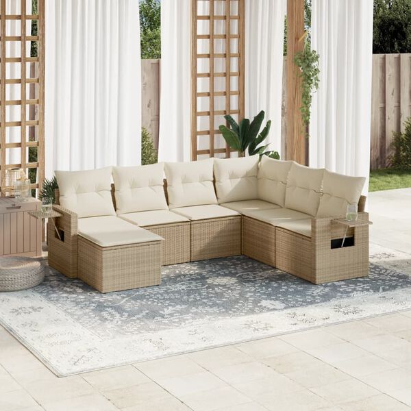vidaXL Garden Sofa Set Beige, Cream White