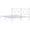 vidaXL Bed Frame White Powder-Coated Steel Double Bed Frame