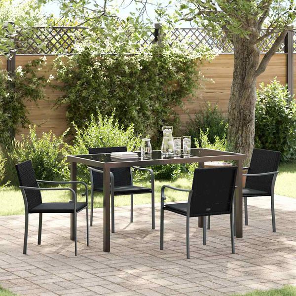 vidaXL Garden Dining Set 5 pcs Black Poly rattan