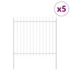 vidaXL Garden Fence 5 pcs White 27.89 x 4.92 ft Powder-coated Steel