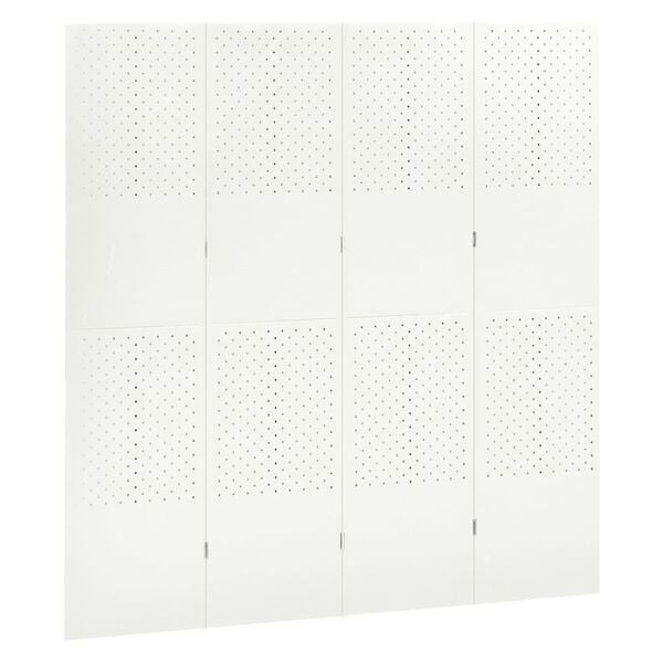 vidaXL 4-Panel Room Dividers 2 pcs White 63"x70.9" Steel