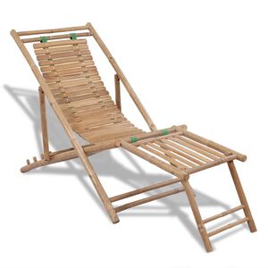 vidaXL Sun Lounger Natural Bamboo Bamboo Full size Foldable