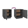 vidaXL Bedside Cabinet Set of 2 Grey Solid pine wood, faux leather
