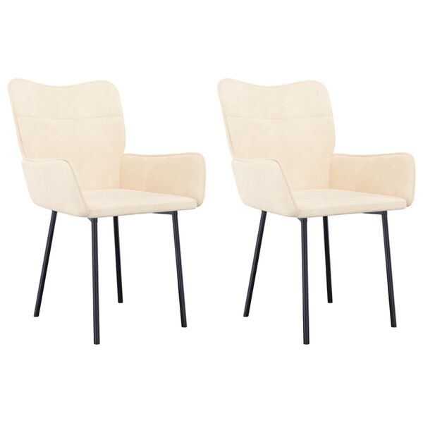 vidaXL Dining Chair Set of 2 Cream Velvet (100% polyester), metal, plywood