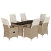 vidaXL 7 Piece Patio Bistro Set with Cushions Beige Poly Rattan