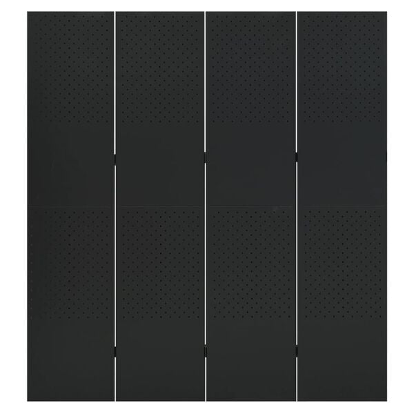 vidaXL 4-Panel Room Dividers 2 pcs Black 63"x70.9" Steel