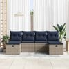 vidaXL Sofa Set with Cushion Manual 6 pcs Grey and Navy Poly Rattan