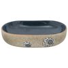 vidaXL Countertop Basin Sand and Blue Oval 23.2x15.7x5.5" Ceramic