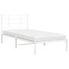 vidaXL Bed Frame White Powder-Coated Steel Twin Bed Frame Rectangular