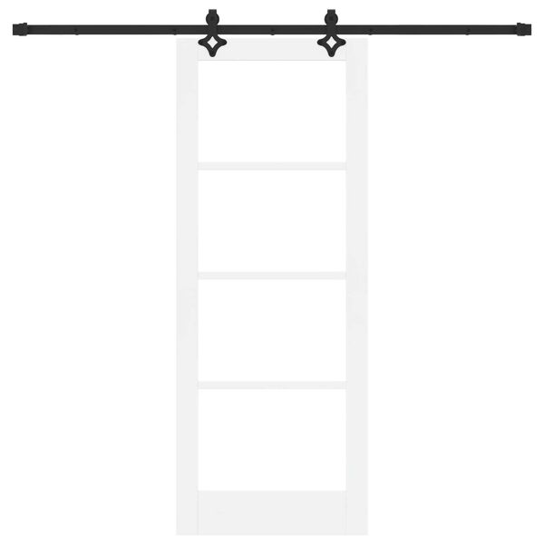 vidaXL Sliding Door White 30.71 x 79.53 in Solid Pine Wood and Glass