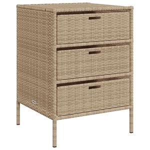 vidaXL Garden Storage Cabinet Beige PE Rattan Medium