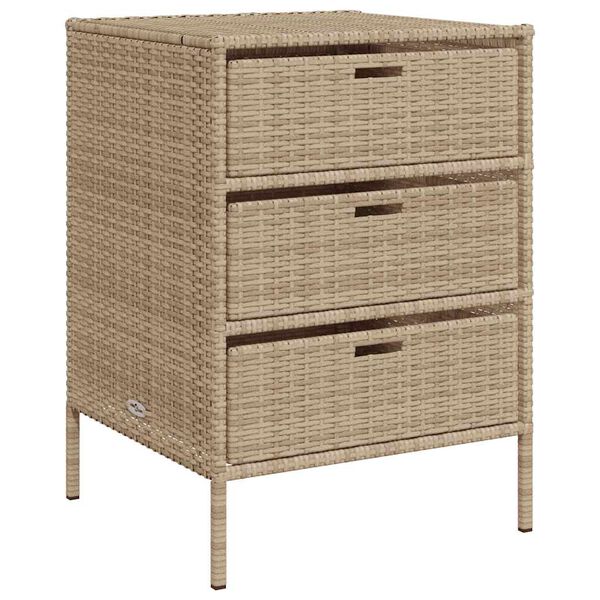 vidaXL Garden Storage Cabinet Beige PE Rattan Medium