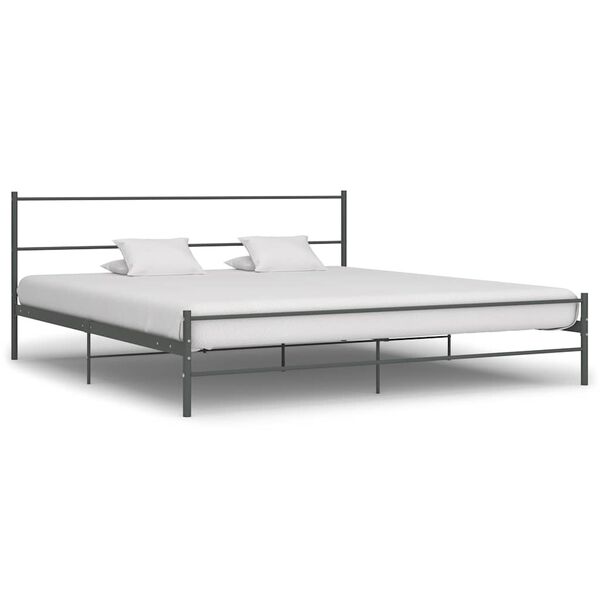 vidaXL Bed Frame Grey Metal Super King Tough Bed Frame Rectangular