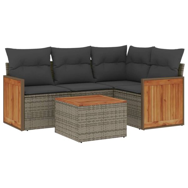 vidaXL Garden Sofa Set Grey PE rattan