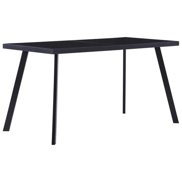 vidaXL Dining Table Black Tempered Glass, Steel 55.1 x 27.6 x 29.5 in