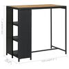 vidaXL Bar Table Black PE rattan, steel, solid acacia wood Counter Height