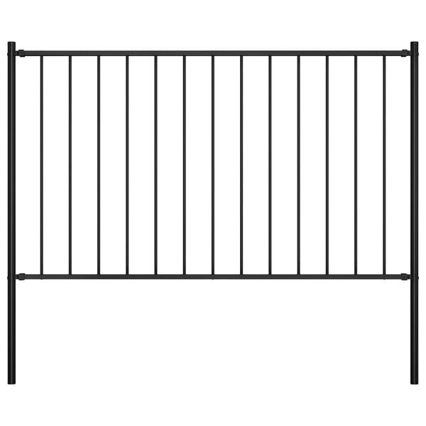 vidaXL Fence Panel with Posts Powder-coated Steel 5.6'x4.1' Black