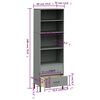 vidaXL Bookcase Grey Solid pine wood Tall Bookcase Rectangular