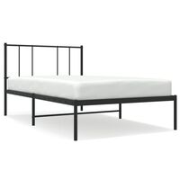 vidaXL Metal Bed Frame with Headboard Black 39.4"x74.8" Twin