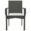 vidaXL Garden Chair Set of 2 Black Poly Rattan, Powder-Coated Steel