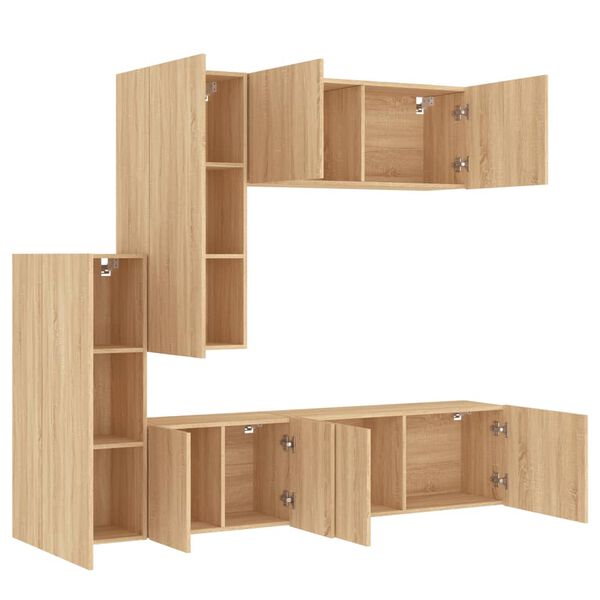 vidaXL TV Wall Unit Sonoma oak Engineered wood Large TV Wall Unit