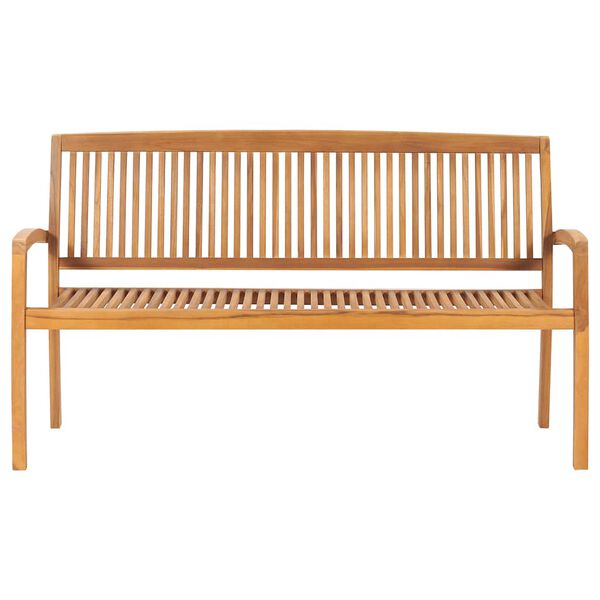 vidaXL Stacking Patio Bench with Cushion 62.6 " Solid Teak Wood