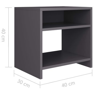 vidaXL Bedside Cabinets 2 pcs Gray 15.7"x11.8"x15.7" Engineered Wood