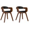 vidaXL Dining Chair Set of 2 Black and Natural Wood
