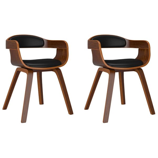 vidaXL Dining Chair Set of 2 Black and Natural Wood