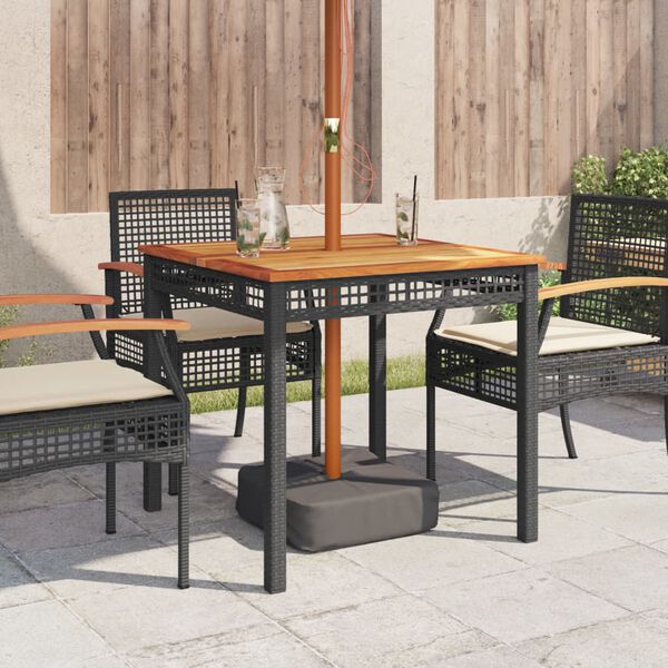 vidaXL Garden Table Black and Brown PE Rattan 31.5 x 31.5 x 29.5 in